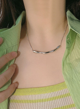 金属蛇骨链女不规则褶皱项链