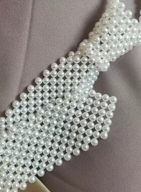 独特高品质珍珠领带丝巾项链女