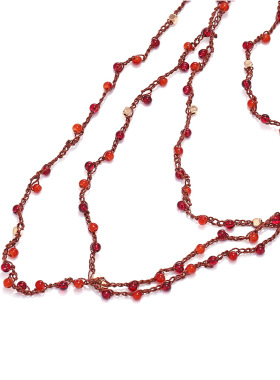 水晶多层叠戴女串珠流苏长款项链