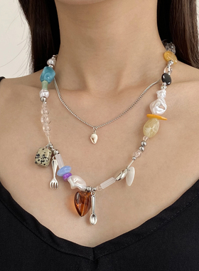多元素复古多巴胺串珠项链颈链