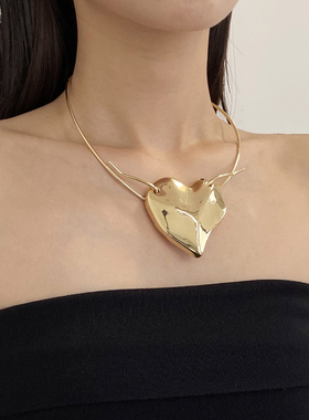 夸张金属大爱心项圈锁骨链