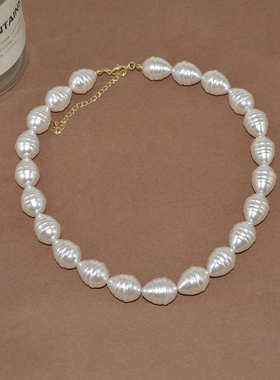 异形大珍珠圆珠款项链锁骨链女