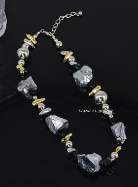 金属天然石不规则女串珠异形项链