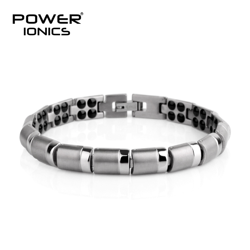 POWER IONICS 竹节男女全钛健康锗手链矿物手环礼物男友简约饰品 - 图0