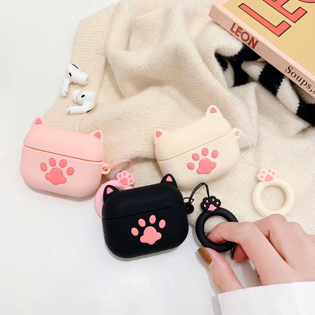 粉色猫爪适用于AirPods3保护套硅胶软壳苹果2代pro耳机套可爱萌女Airpods Pro 2耳机套蓝牙耳机套-图0