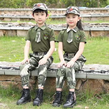 ເຄື່ອງນຸ່ງເດັກນ້ອຍ camouflage summer 2024 new boys's special force girls' summer short-sleeved training clothes clothes