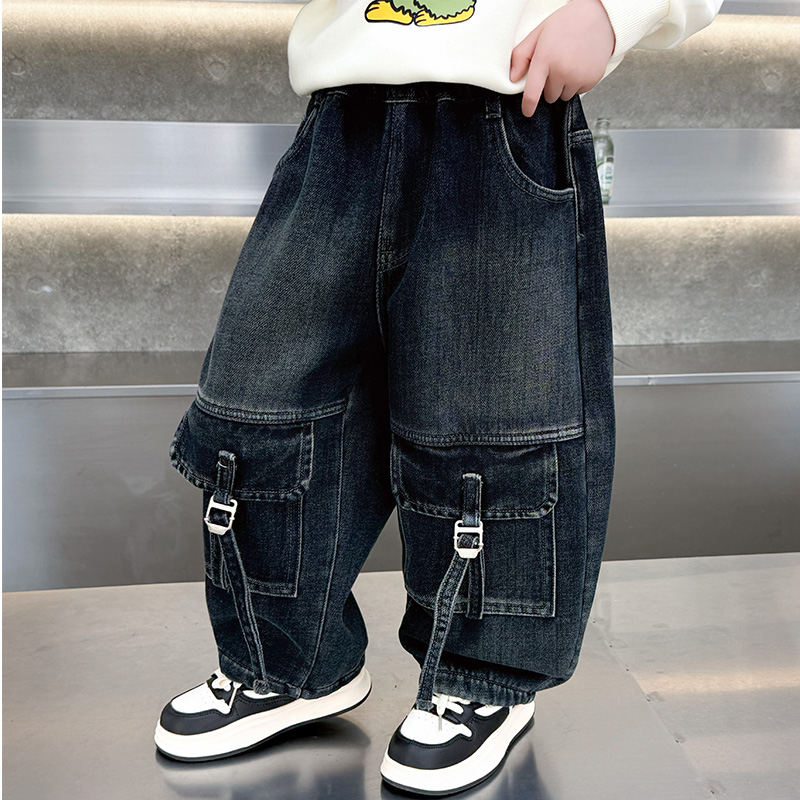 男童加绒牛仔裤2025新款冬季儿童加厚长裤秋冬装男孩宝宝一体绒裤 - 图0