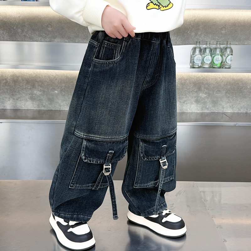 男童加绒牛仔裤2025新款冬季儿童加厚长裤秋冬装男孩宝宝一体绒裤 - 图1