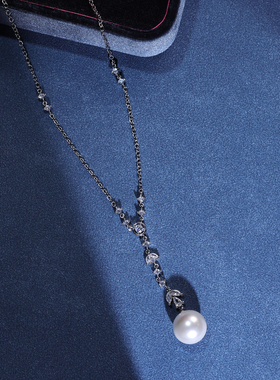 贝母珍珠项链女款2026新款高级感轻奢水晶媲美钻石白金银 色锆石