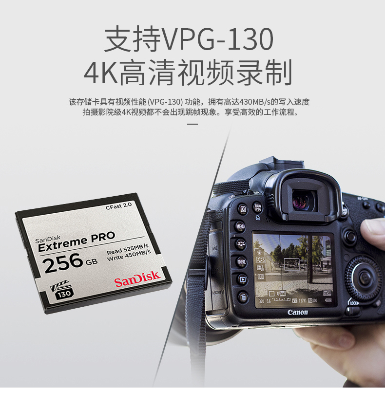 闪迪CF卡256G科莫多cfast2.0高速525M相机存储卡佳能1DX2阿莱mini - 图2