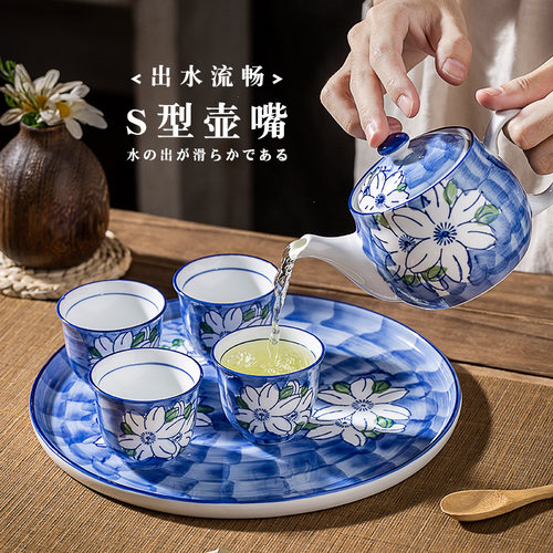 茶具整套家用茶盘釉下彩陶瓷喝茶过滤下午茶耐热泡茶壶青花瓷茶壶 - 图0