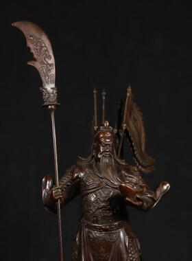 纯铜九龙关公像工精细包浆厚重手工开脸细致栩栩如生开业家