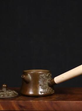 纯铜龙凤手壶  包浆红润  做工精细  博古摆件  开业送礼