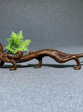 仿古古玩神兽白虎收藏笔架复古飞虎走虎笔搁老虎文房四宝摆件书法