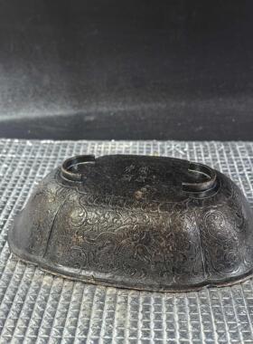 仿古黄铜酒器羽杯耳杯古代饮酒鎏银酒杯錾刻鸿雁宝相花