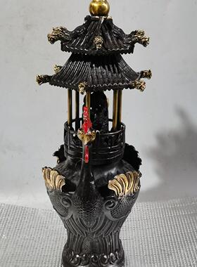纯铜凤凰塔炉摆件家居客厅店铺桌面装饰品铜鎏金塔炉盘香塔香薰炉