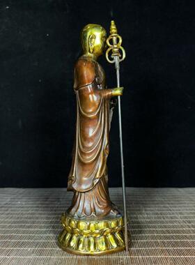 古风纯铜鎏金地藏王仿古家居供奉客厅玄关摆件