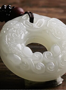 阿富汗白色貔貅挂件双貔貅吊坠