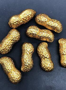 古玩古董杂项收藏大清乾隆年制鎏金金花生摆件单个价格特价包邮