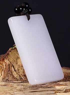 玉石老坑外蒙白玉吊坠平安牌和田玉色吊坠平安无事玉牌玉件