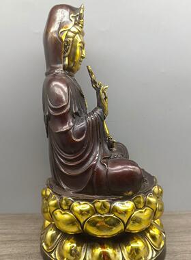 仿古铜摆件 古玩铜器:柳叶观音国风客厅供奉神像摆件开业送礼