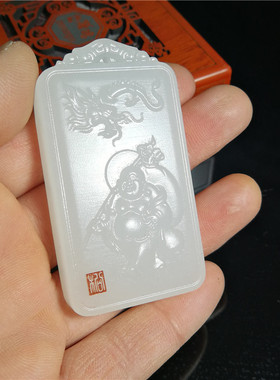 白色佛公吊坠阿富汗玉站佛牌子挂件佛钱袋佛坠供货