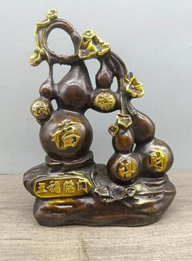 仿古铜摆件古玩铜器五福临门古色古香客厅玄关摆件工艺装饰品