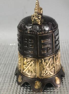 纯铜鎏金八仙法器寺庙铜钟摆件八宝铜铃铛挂件平安钟客厅门饰挂件