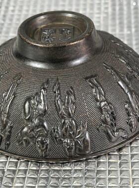 仿古纯铜百子图物件收藏浮雕仿古乾隆年制家居工艺摆件