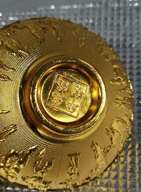仿古纯铜金银百子图碗中国风客厅工艺品摆件