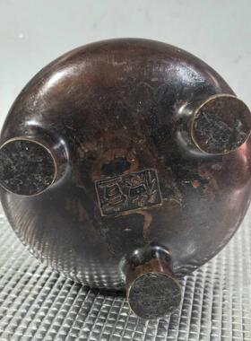 仿古纯铜三足香炉包浆醇厚包老暴增收全品物件客厅家居文玩摆件