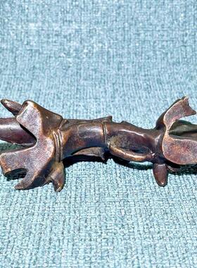 复古鎏金老铜知竹足常乐竹报平安节节高升一鸣惊人桌摆件茶台茶宠