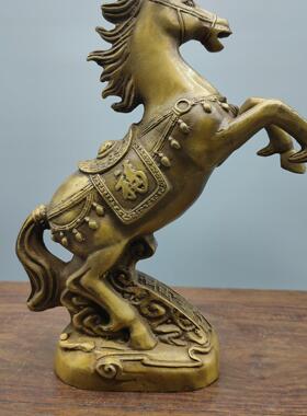 仿古铜摆件古玩铜器收藏立马优质黄铜古色古香怀旧