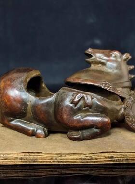 墨盒唐马墨盒文房四宝书法国画毛笔架笔搁笔掭收藏文玩摆件