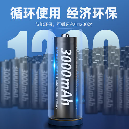 5号充电电池套装3000毫安大容量液晶快充五号七号可充7号电池智能通用充电器 - 图0