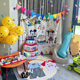 Internet celebrity birthday arrangement children's balloon party decoration scene one-year-old baby happy birthday boy and girl background cloth