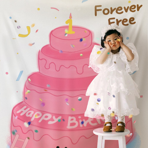 网红户外生日派对场景布置蛋糕大挂布装饰儿童露营氛围拍照背景墙 - 图0