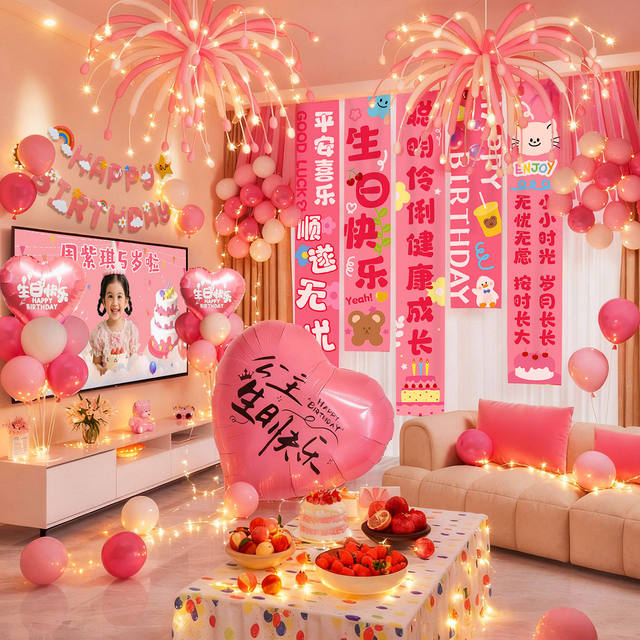 Girl's 5th birthday ritual decoration hanging