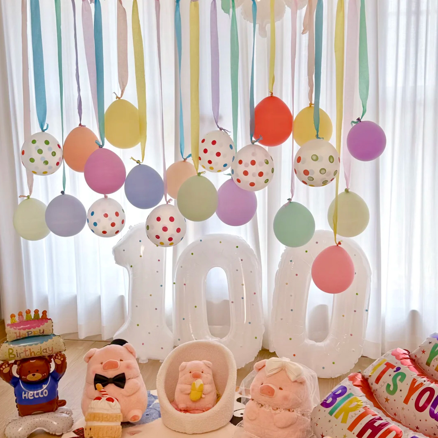 女宝宝100天马卡龙气球百天百日宴在家装饰婴儿拍照道具场景布置,淘宝优惠券,粉丝福利购,淘宝优惠卷