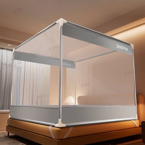 家用防摔蚊帐2025新款卧室婴儿防掉床全底全罩式免安装蒙古包纹账 - 图0