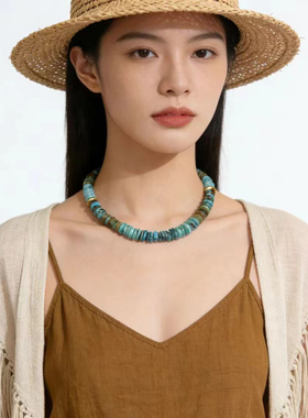 湖北松石彩虹项链11毫米42厘米美国订单库存