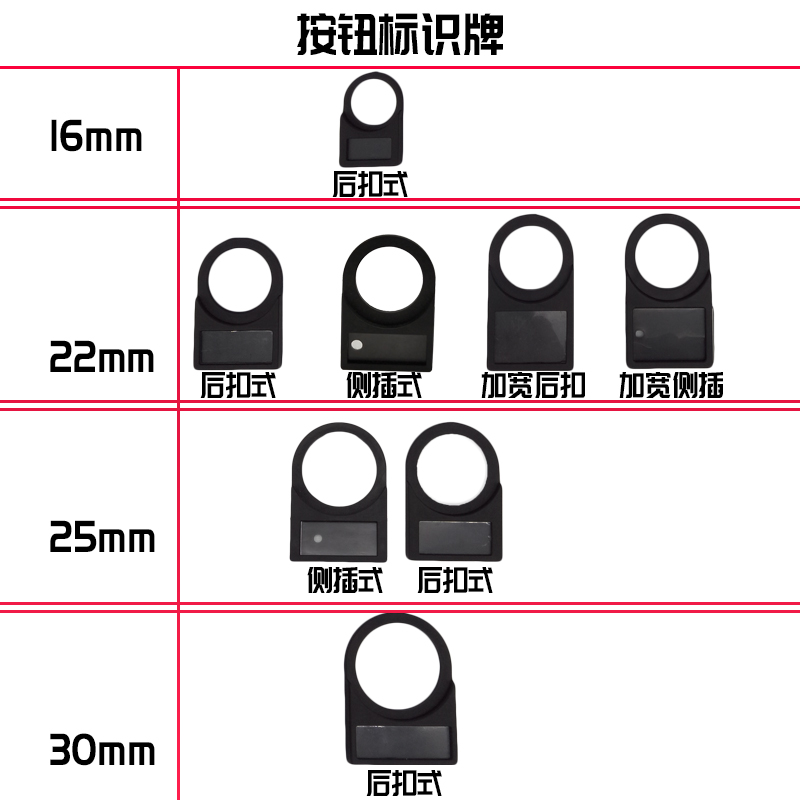 侧插后扣按钮开关信号指示灯标识牌框标志标字标签16 22 25 30mm - 图0