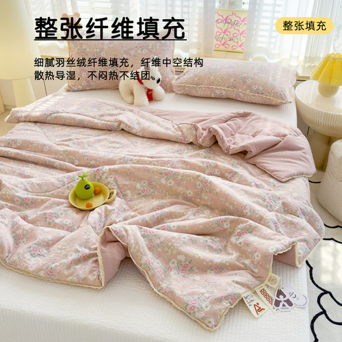 2025新夏凉被空调被夏季双层纱被子宿舍单人学生非纯棉全棉可机洗 - 图1