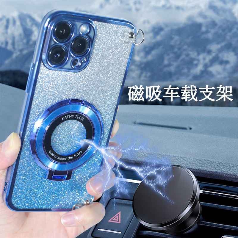 适用荣耀100手机壳带车载磁吸支架100pro可无线充电honor90闪粉80软硅胶70全包60防摔50se斜挎30s背带200挂绳