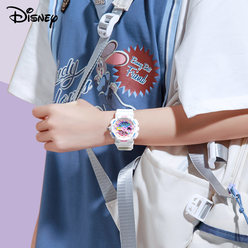 迪士尼电子女款机械运动防水电子表 搜酷手表国产腕表