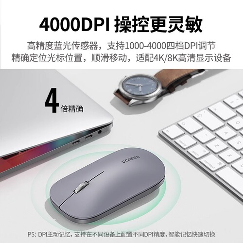 绿联蓝牙鼠标无线静音办公适用苹果macbookpro小米ipad笔记本电脑