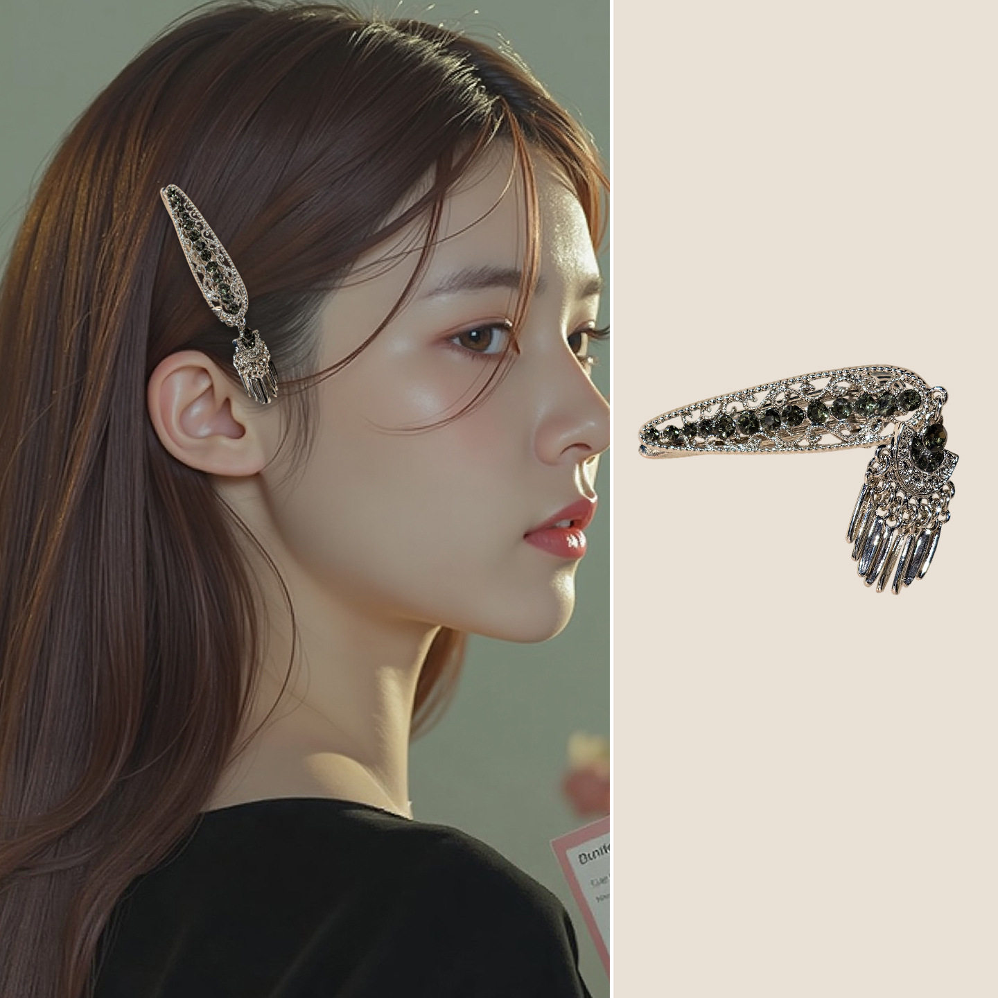 发夹国风复古流苏珍珠夹民族新中式刘海盘发鸭嘴夹子头饰品礼物女,淘宝优惠券,粉丝福利购,淘宝优惠卷