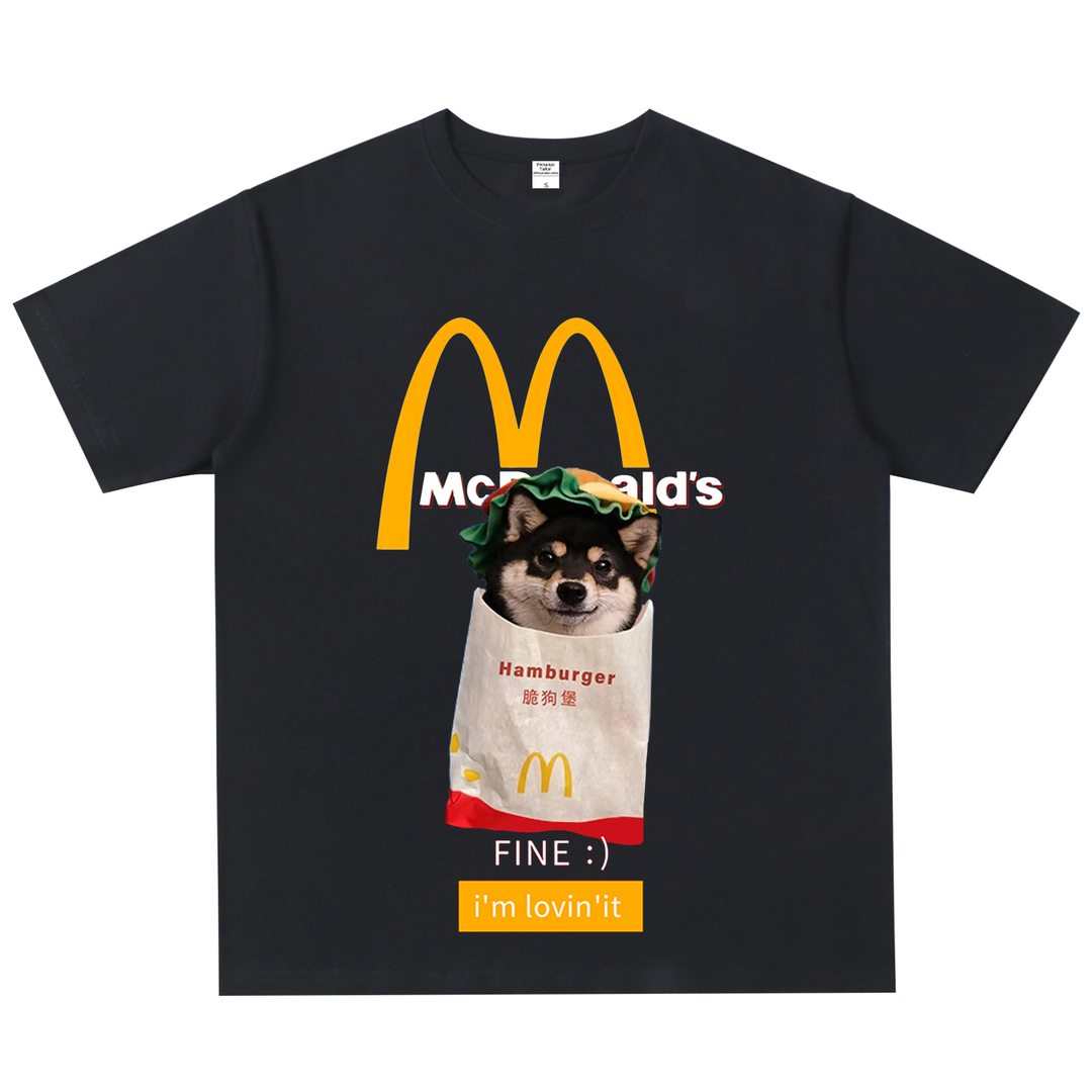 重磅纯棉短袖麦当劳脆薯饼夏季美式街头复古男女同款t恤半袖男装,淘宝优惠券,粉丝福利购,淘宝优惠卷