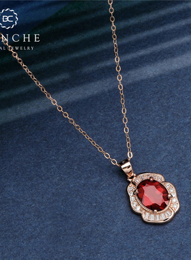 经典蝴蝶兰套装鸽血红纯银项链女