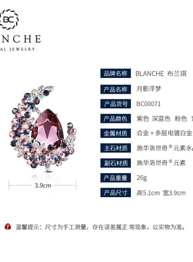 月亮高档水晶实用胸针配饰大气女